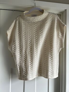 Liz Claiborne Ivory Open-Knit Dolman Sweater Top